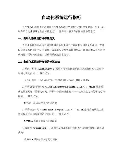 自动化系统运行指标