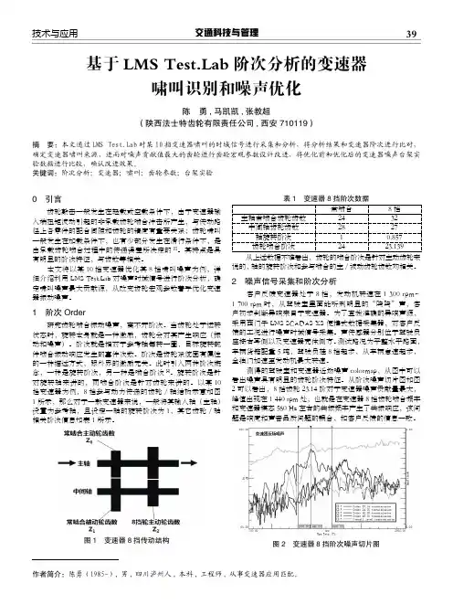 基于LMS Test.Lab阶次分析的变速器 啸叫识别和噪声优化