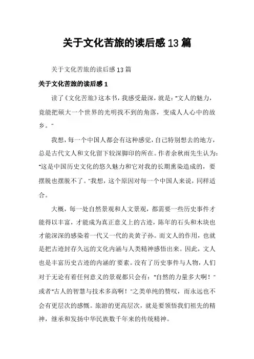 关于文化苦旅的读后感13篇