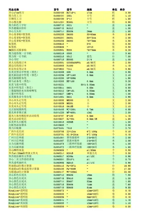 文具清单
