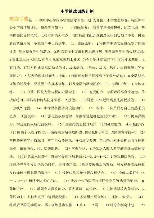 小学篮球训练计划