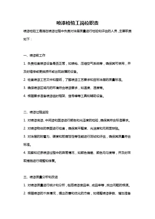 喷漆检验工岗位职责