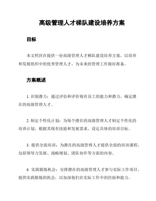 高级管理人才梯队建设培养方案