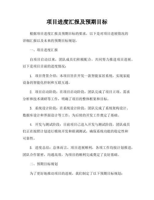 项目进度汇报及预期目标