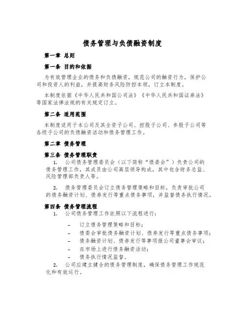 债务管理与负债融资制度