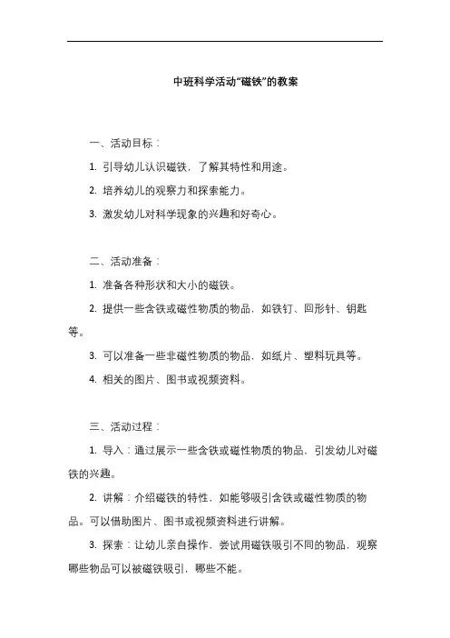 中班科学活动：磁铁