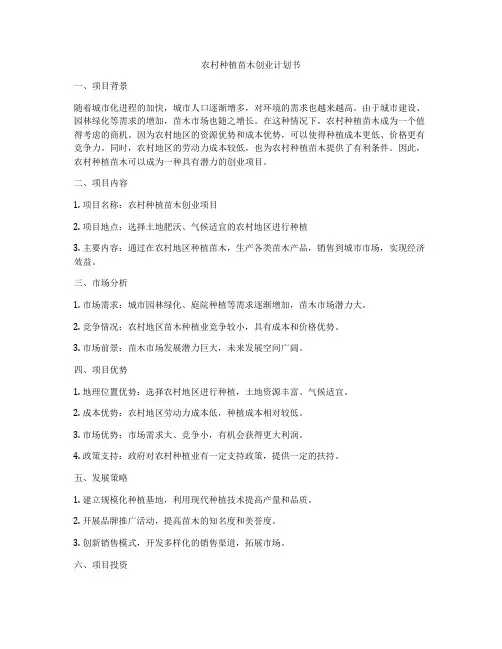 农村种植苗木创业计划书