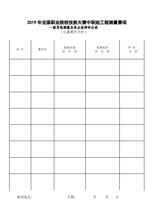 ZZ-2019006工程测量赛项一级导线测量及放样评分表