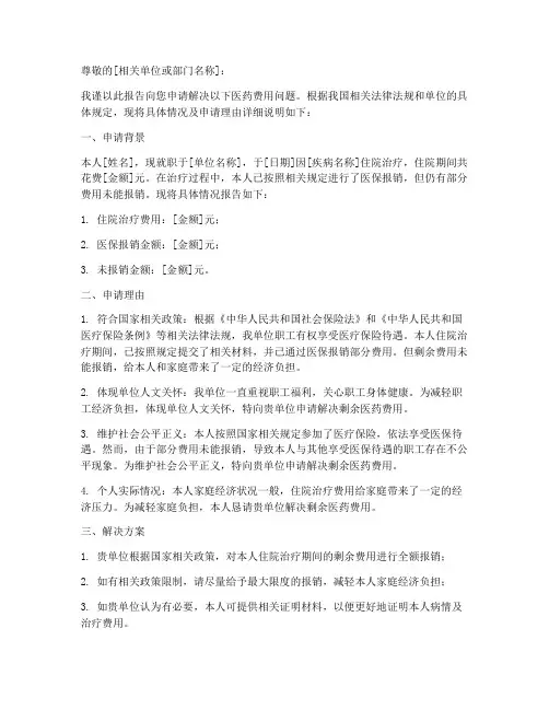 解决医药费申请报告