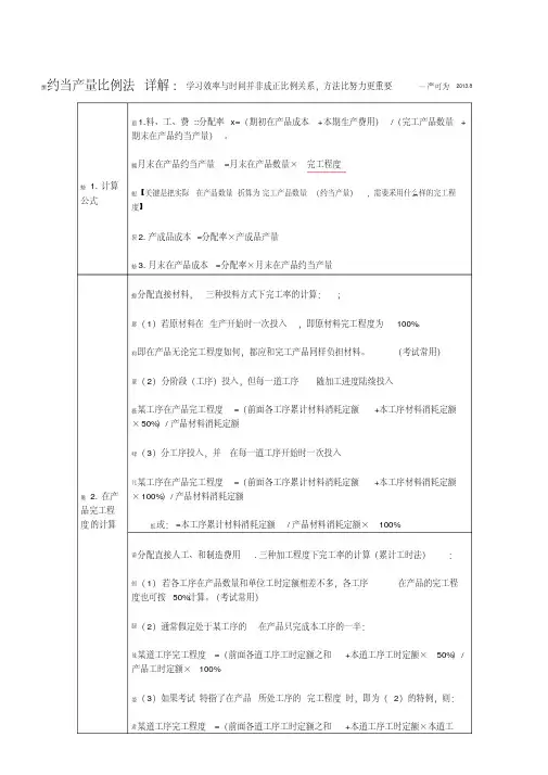 约当产量比例法详解