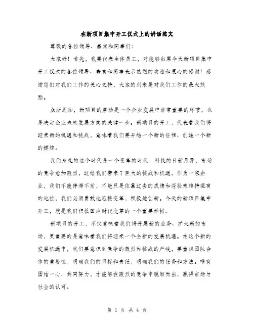 在新项目集中开工仪式上的讲话范文（二篇）
