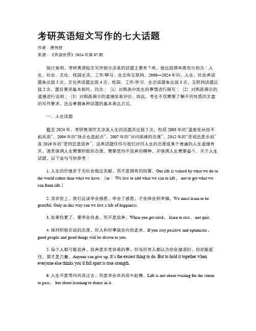 考研英语短文写作的七大话题