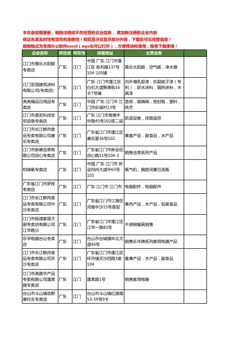 新版广东省江门专卖店工商企业公司商家名录名单联系方式大全149家