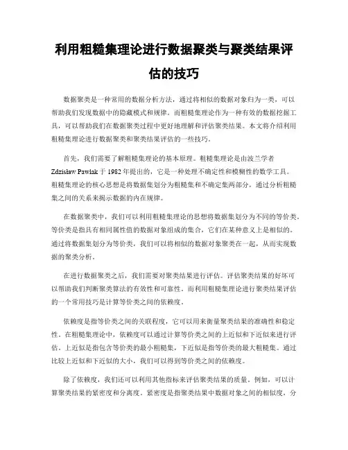 利用粗糙集理论进行数据聚类与聚类结果评估的技巧