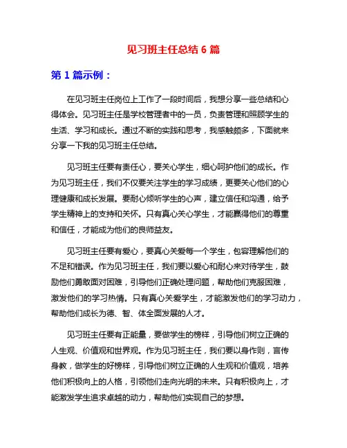 见习班主任总结6篇