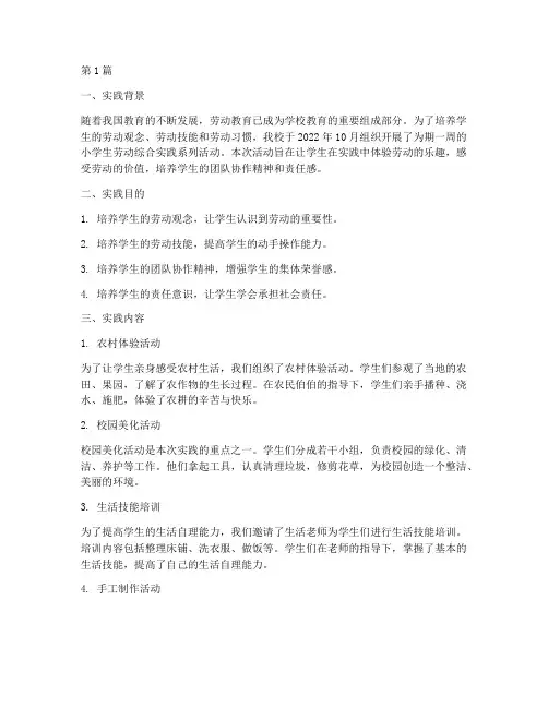小学生劳动综合实践记录(2篇)