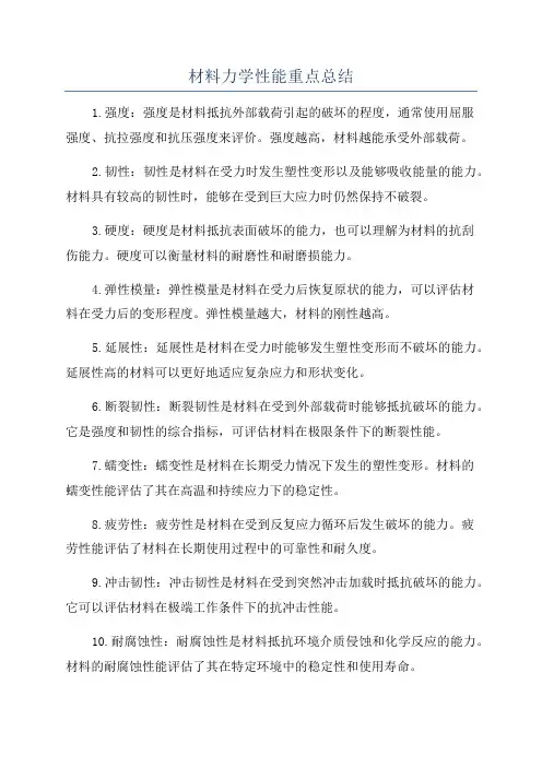 材料力学性能重点总结