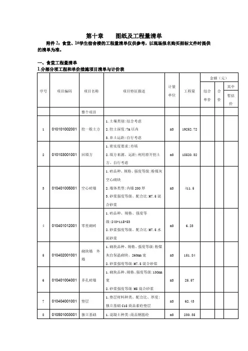 图纸及工程量清单