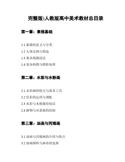 (完整版)人教版高中美术教材总目录