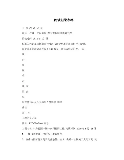约谈记录表格