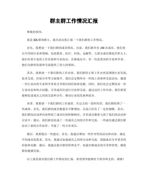 群主群工作情况汇报