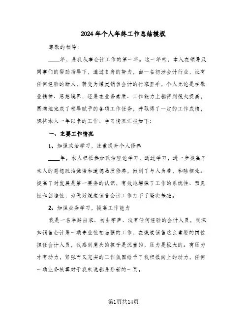 2024年个人年终工作总结模板(6篇)