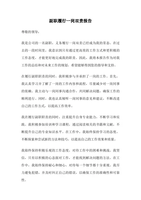 副职履行一岗双责报告