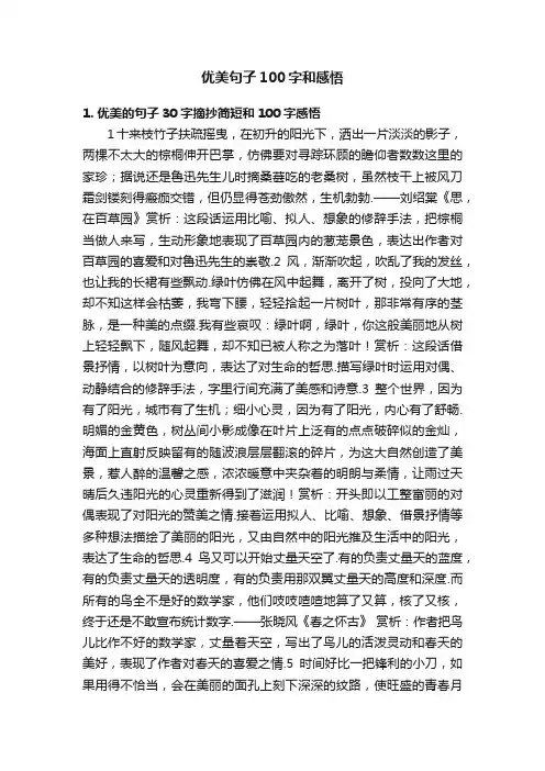 优美句子100字和感悟