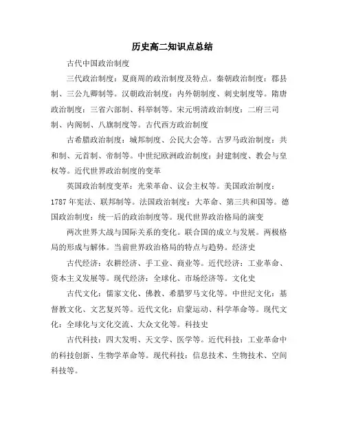 历史高二知识点总结