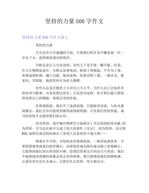 坚持的力量800字作文