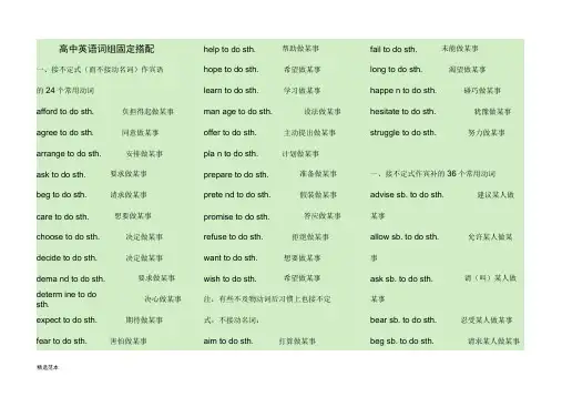 高中英语词组固定搭配及常用短语完美总结最新版本