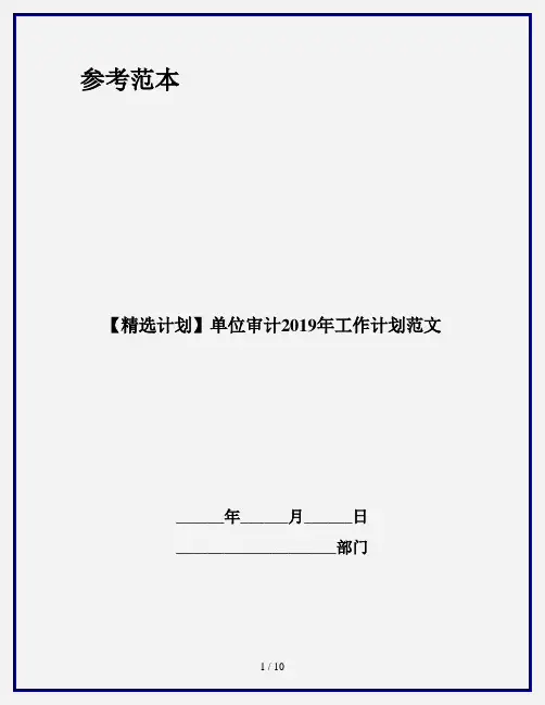 【精选计划】单位审计2019年工作计划范文
