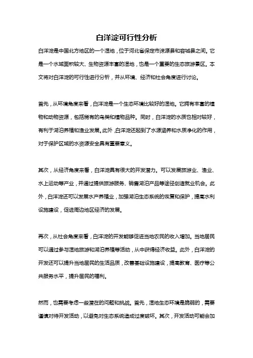 白洋淀可行性分析