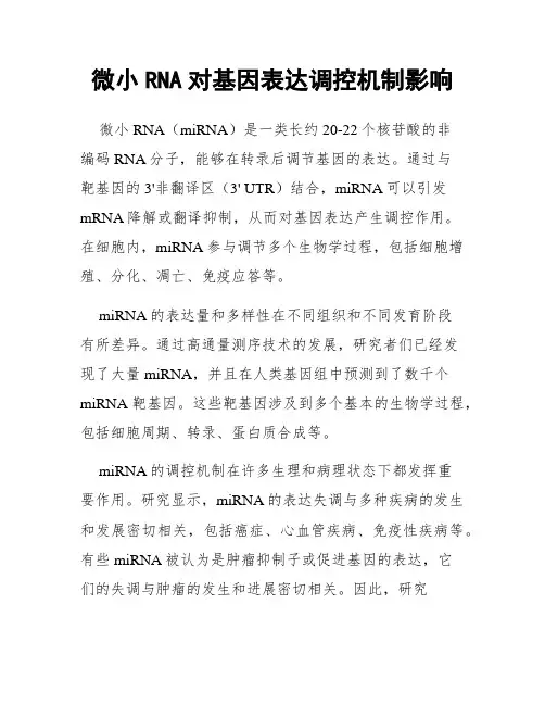 微小RNA对基因表达调控机制影响