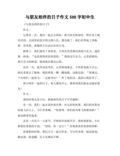 与朋友相伴的日子作文500字初中生