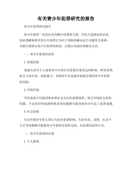 有关青少年犯罪研究的报告