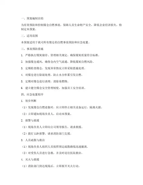 煤仓自燃的应急预案