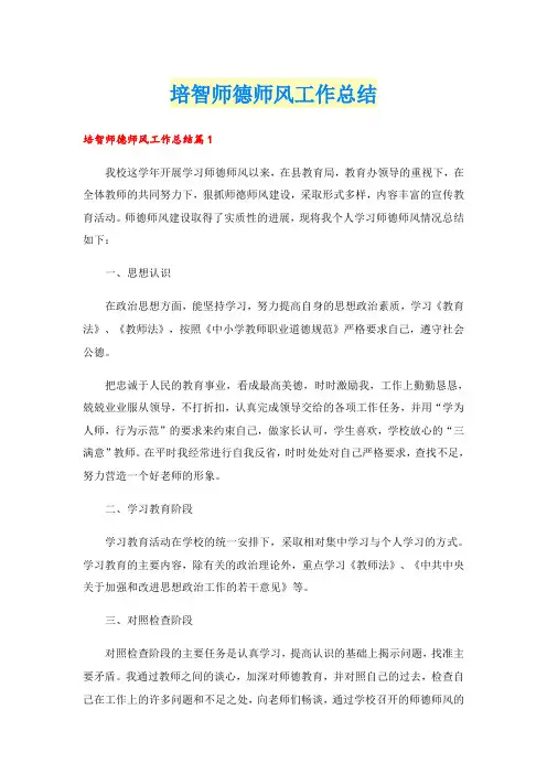 培智师德师风工作总结