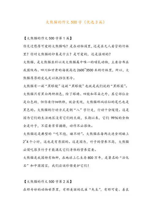 大熊猫的作文500字(优选3篇)