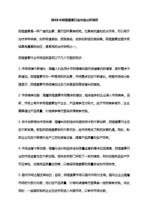 2023年阿维菌素行业市场分析现状