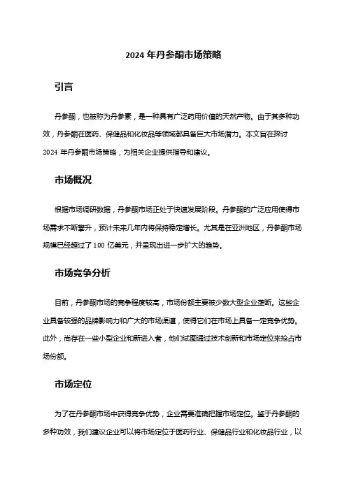 2024年丹参酮市场策略