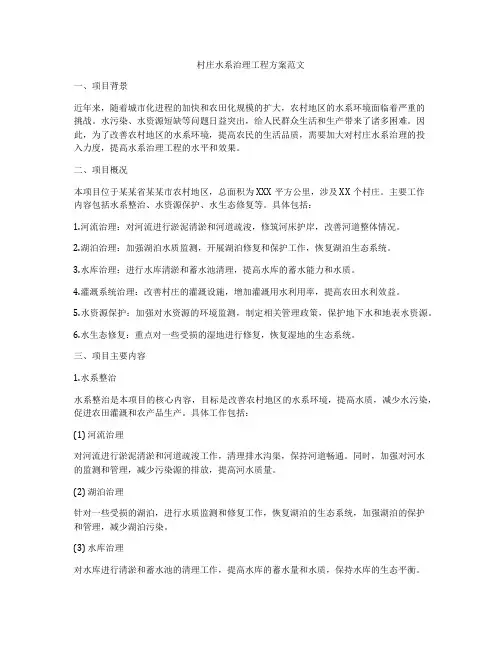 村庄水系治理工程方案范文