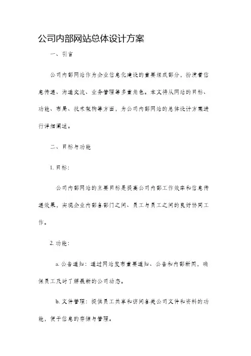 公司内部网站总体设计方案