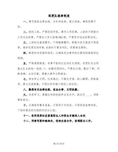 巡逻队规章制度（3篇）