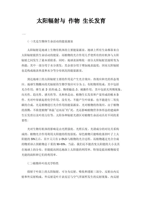 太阳辐射与作物生长发育