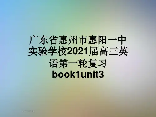 广东省惠州市惠阳一中实验学校2021届高三英语第一轮复习book1unit3