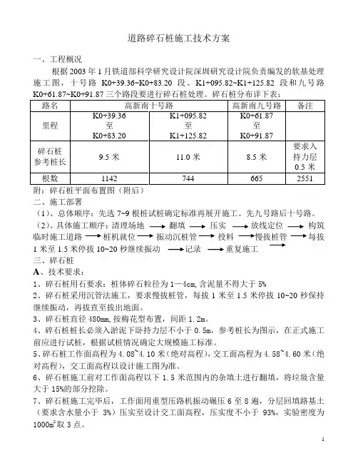 道路碎石桩施工技术方案