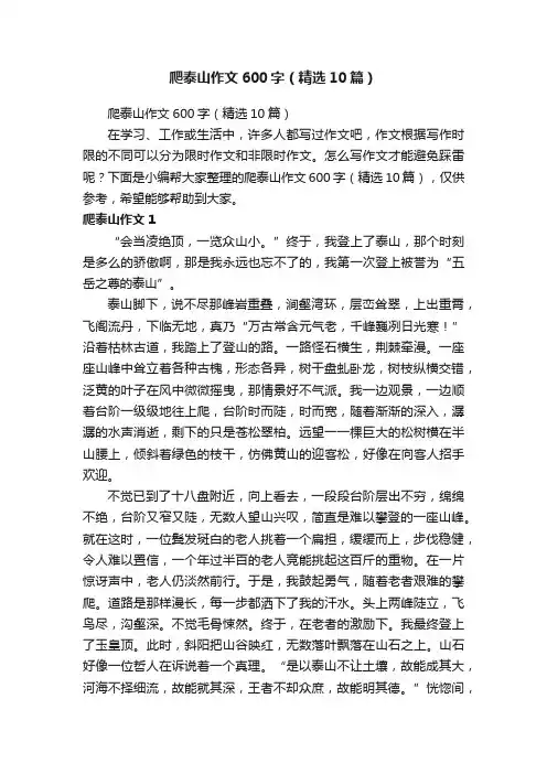 爬泰山作文600字（精选10篇）