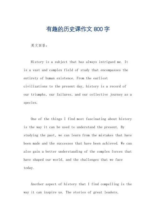 有趣的历史课作文800字