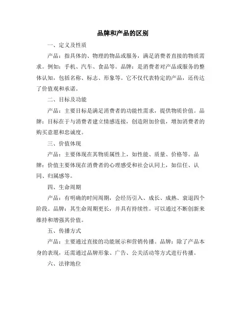 品牌和产品的区别
